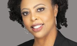 Shawyna Harris Black blazer maroon blouse natural hair